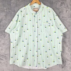 RSVLTS Pixar Shirt 3XL Green Disney Toy Story Alien Seersucker Striped Button Up